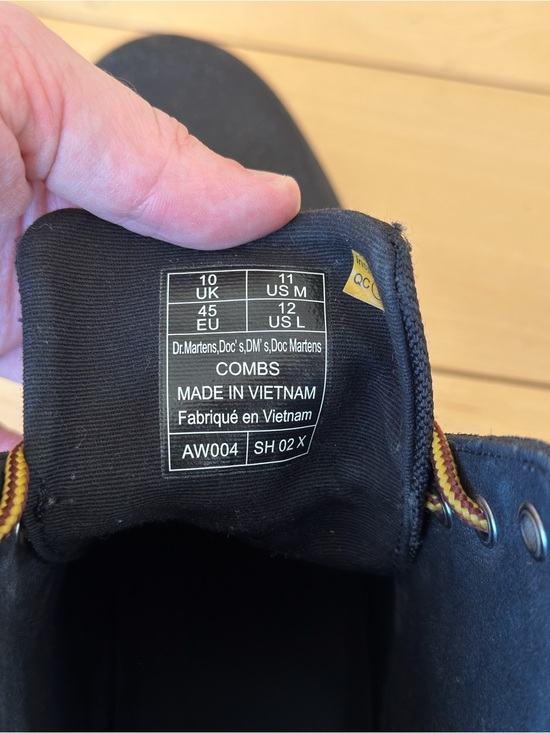 Dr. Martens Black Canvas Boots with Yellow Stitching 11M